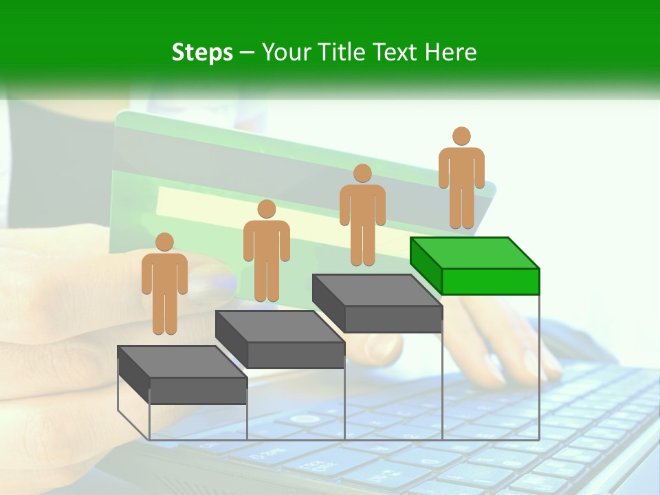 A Woman Holding A Credit Card In Front Of A Laptop PowerPoint Template