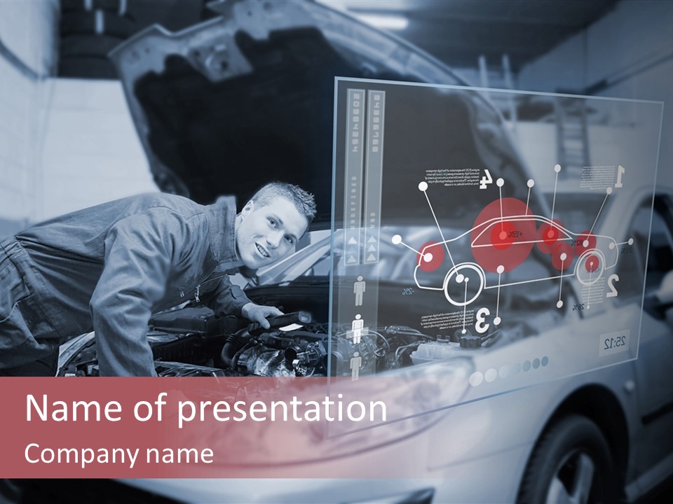 A Man Working On A Car In A Garage PowerPoint Template
