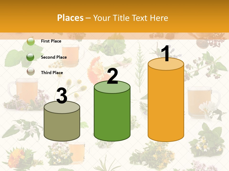 A Variety Of Flowers And Herbs On A White Background PowerPoint Template