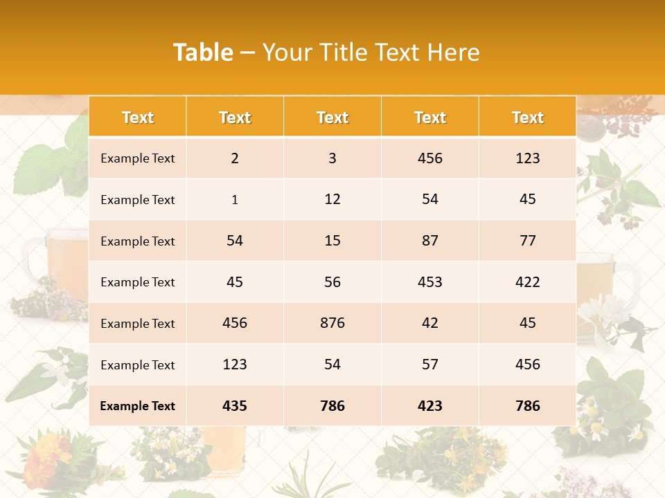 A Variety Of Flowers And Herbs On A White Background PowerPoint Template