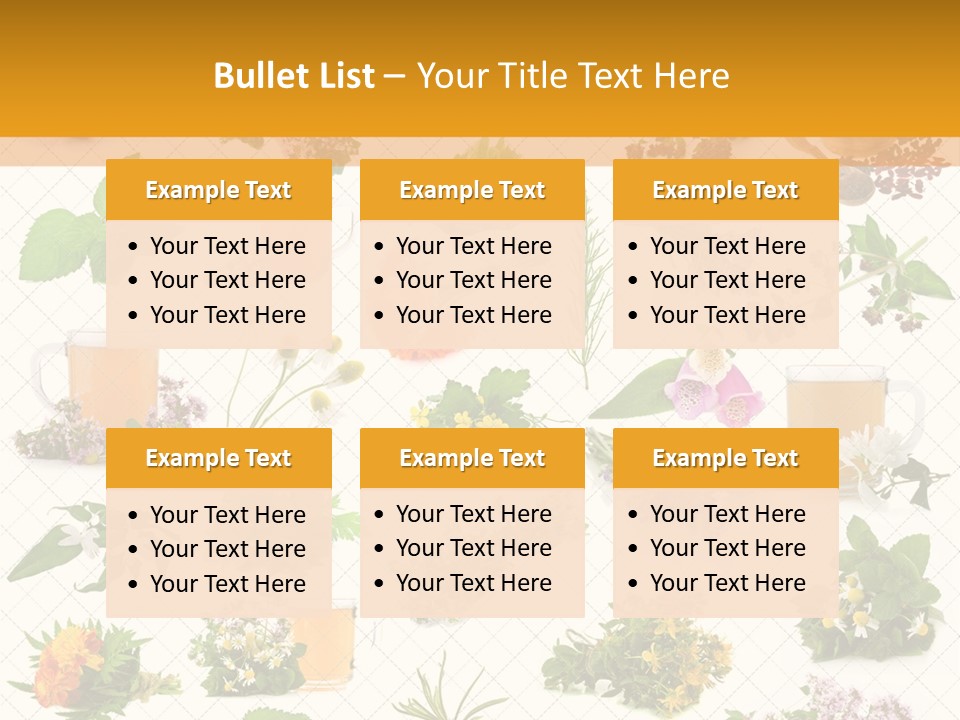 A Variety Of Flowers And Herbs On A White Background PowerPoint Template
