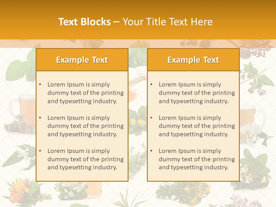 A Variety Of Flowers And Herbs On A White Background PowerPoint Template