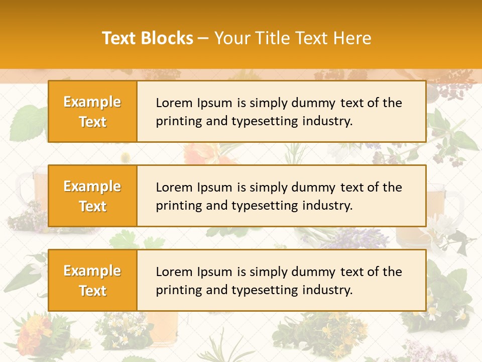 A Variety Of Flowers And Herbs On A White Background PowerPoint Template