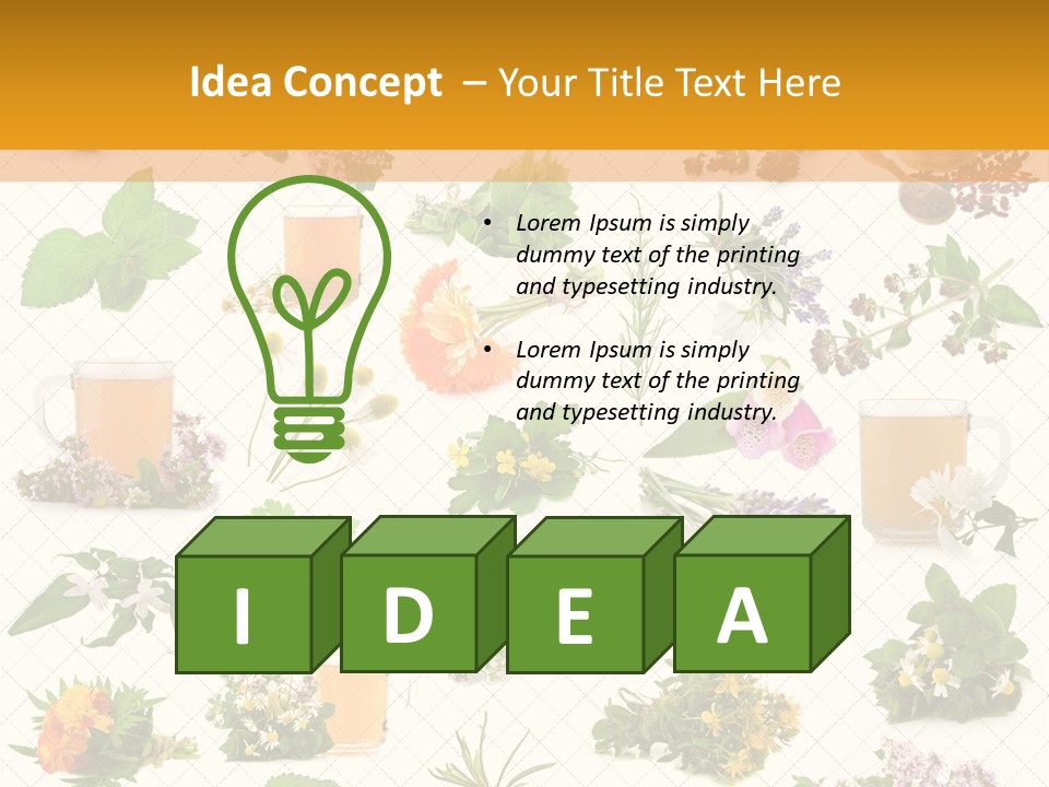 A Variety Of Flowers And Herbs On A White Background PowerPoint Template