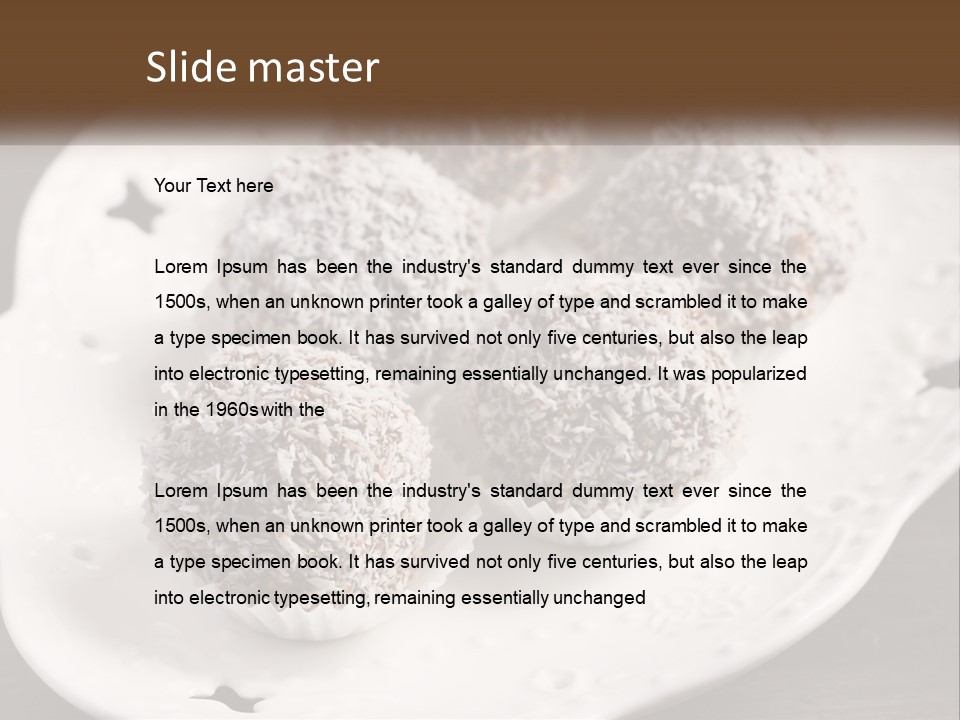 A White Plate Topped With Chocolate Covered Donuts PowerPoint Template