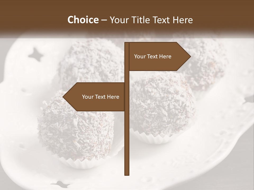 A White Plate Topped With Chocolate Covered Donuts PowerPoint Template