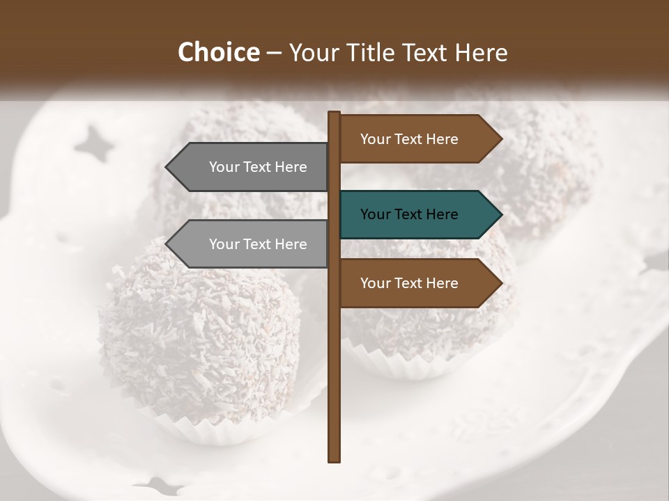 A White Plate Topped With Chocolate Covered Donuts PowerPoint Template
