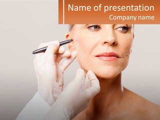 A Woman Getting Her Eyebrows Done By A Professional Makeup Artist PowerPoint Template