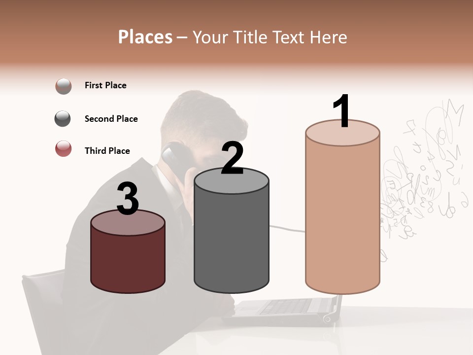 A Man Talking On A Phone While Using A Laptop PowerPoint Template