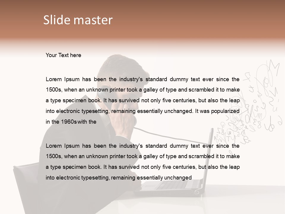 A Man Talking On A Phone While Using A Laptop PowerPoint Template