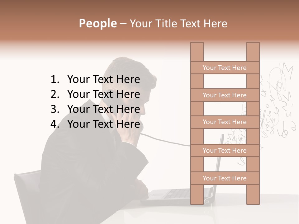 A Man Talking On A Phone While Using A Laptop PowerPoint Template