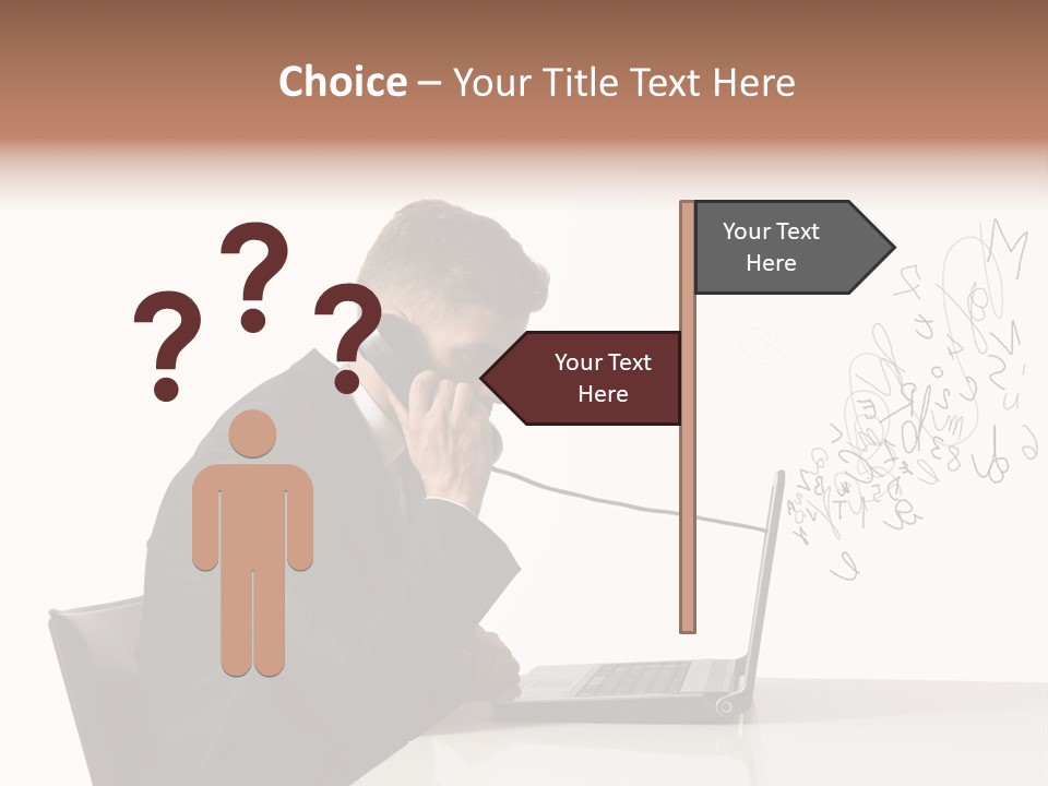 A Man Talking On A Phone While Using A Laptop PowerPoint Template