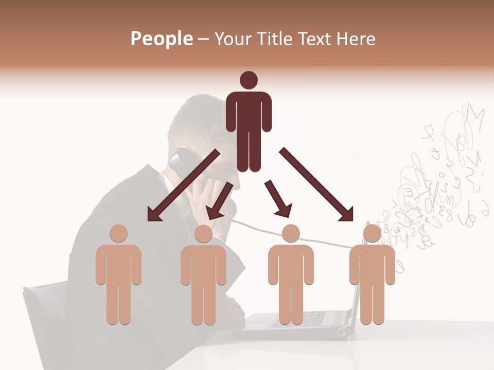 A Man Talking On A Phone While Using A Laptop PowerPoint Template