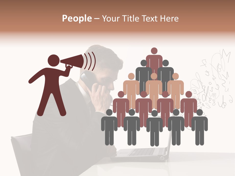 A Man Talking On A Phone While Using A Laptop PowerPoint Template