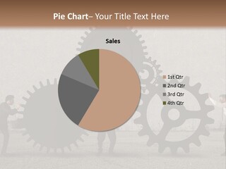 A Group Of People Holding Up Gears In Front Of A Wall PowerPoint Template