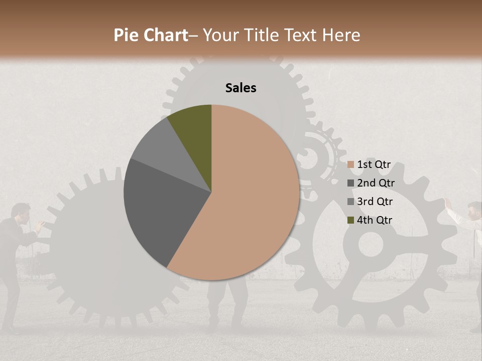 A Group Of People Holding Up Gears In Front Of A Wall PowerPoint Template