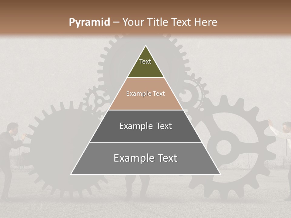 A Group Of People Holding Up Gears In Front Of A Wall PowerPoint Template