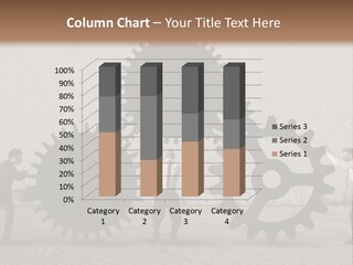 A Group Of People Holding Up Gears In Front Of A Wall PowerPoint Template