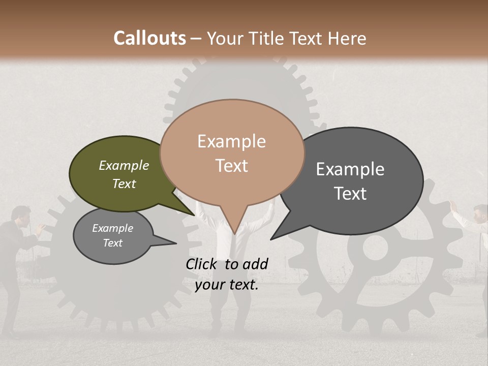A Group Of People Holding Up Gears In Front Of A Wall PowerPoint Template