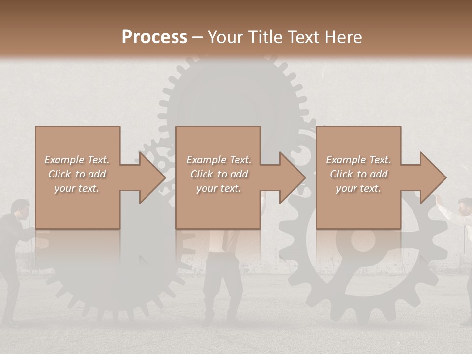 A Group Of People Holding Up Gears In Front Of A Wall PowerPoint Template