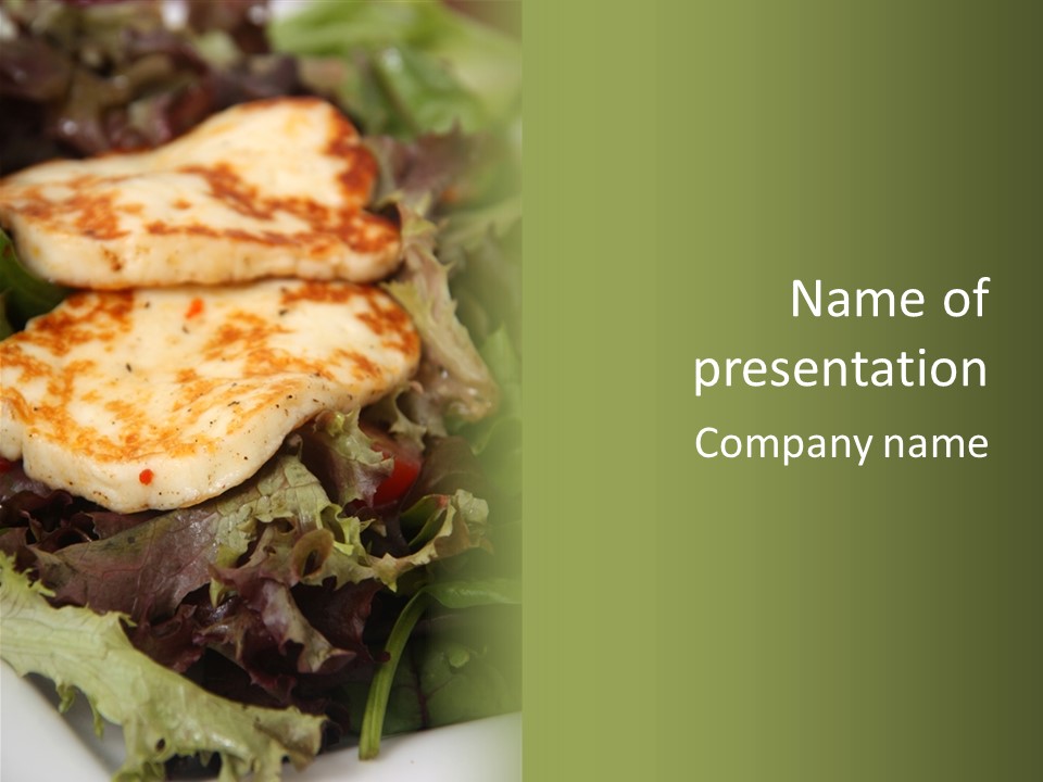 A Plate Of Food With Chicken On Top Of It PowerPoint Template