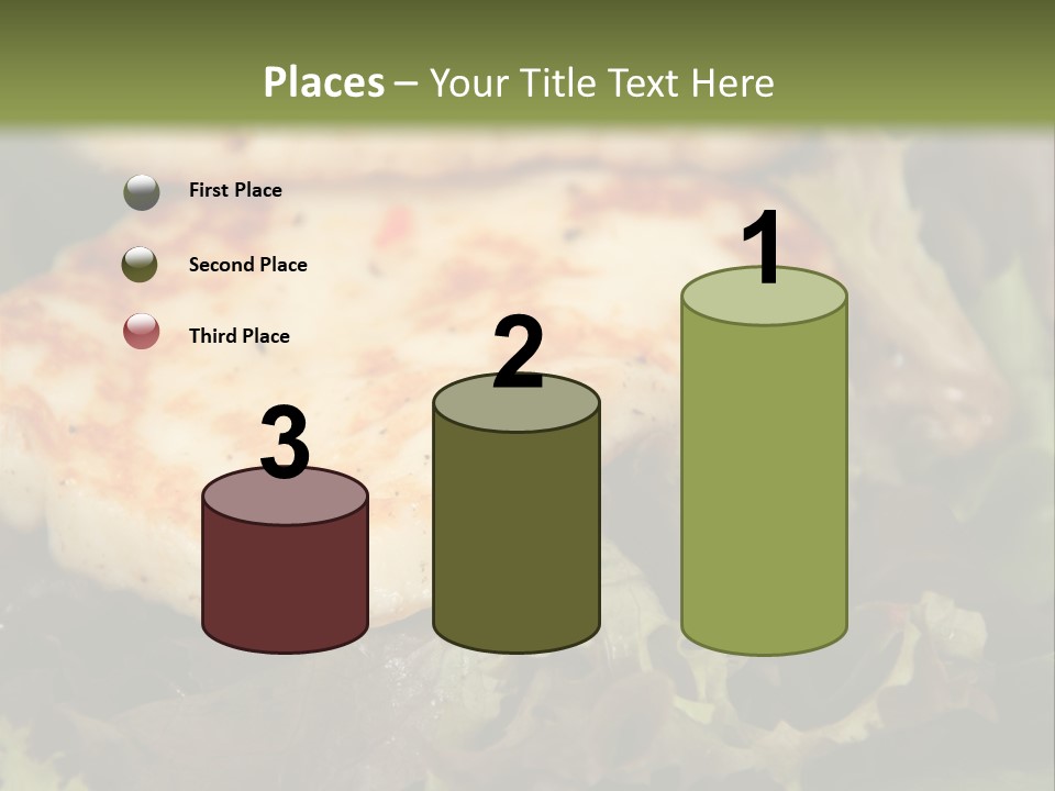 A Plate Of Food With Chicken On Top Of It PowerPoint Template