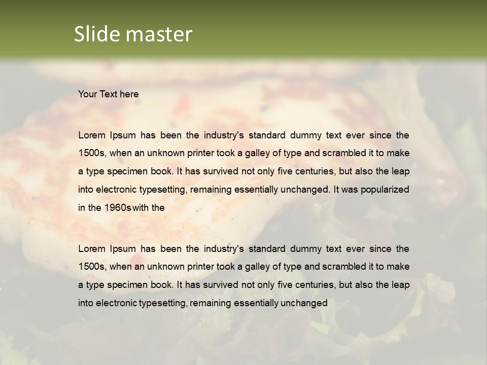 A Plate Of Food With Chicken On Top Of It PowerPoint Template