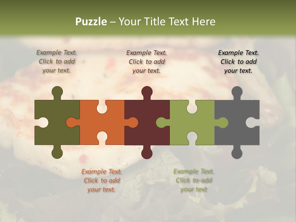 A Plate Of Food With Chicken On Top Of It PowerPoint Template