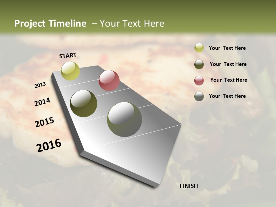 A Plate Of Food With Chicken On Top Of It PowerPoint Template