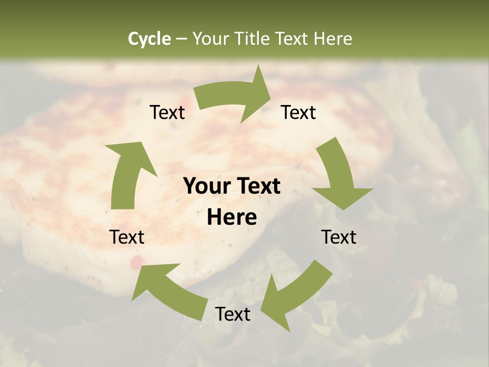 A Plate Of Food With Chicken On Top Of It PowerPoint Template