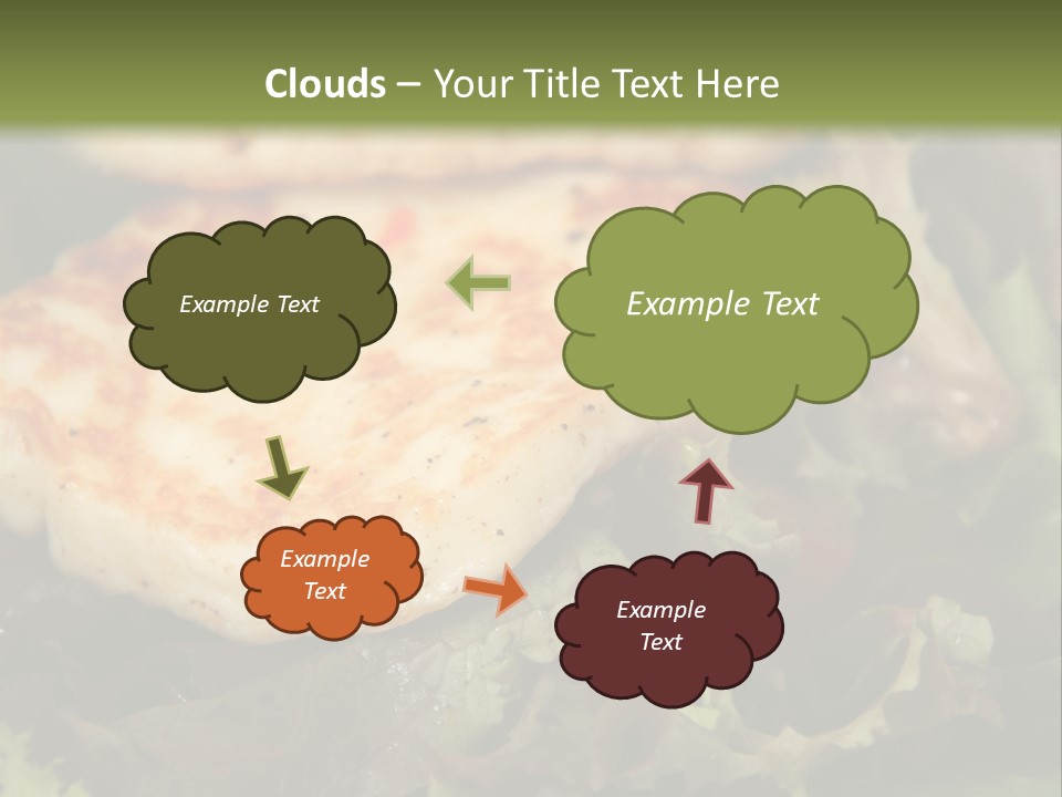 A Plate Of Food With Chicken On Top Of It PowerPoint Template