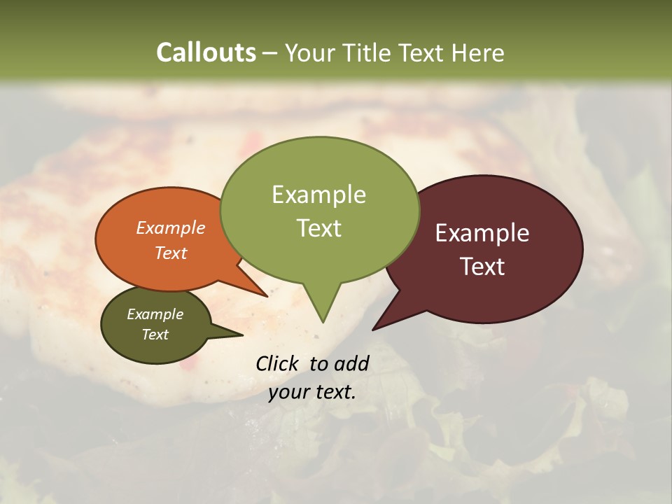 A Plate Of Food With Chicken On Top Of It PowerPoint Template
