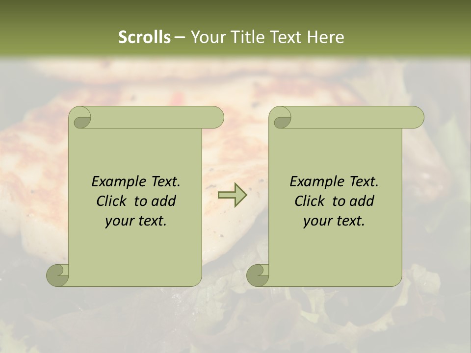 A Plate Of Food With Chicken On Top Of It PowerPoint Template