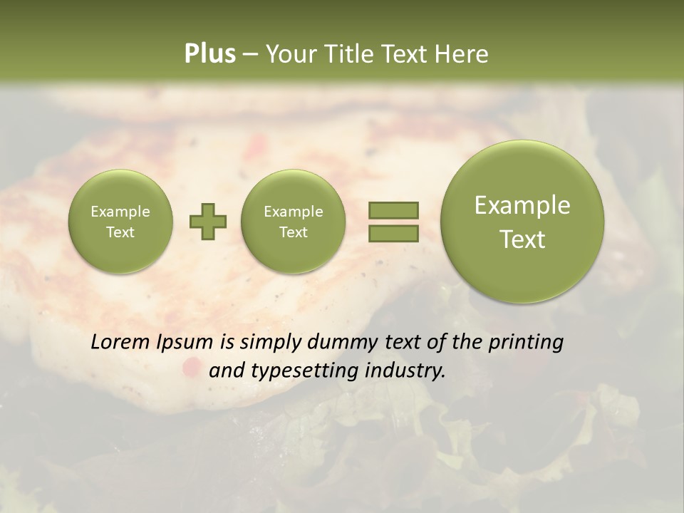 A Plate Of Food With Chicken On Top Of It PowerPoint Template