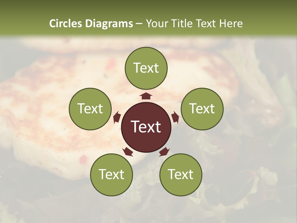 A Plate Of Food With Chicken On Top Of It PowerPoint Template