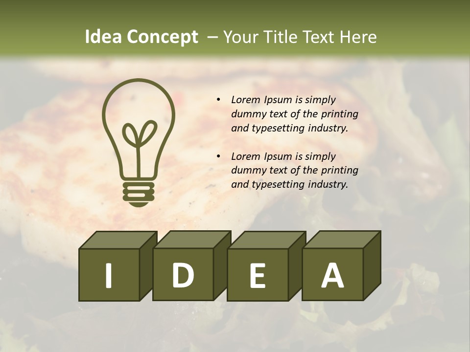A Plate Of Food With Chicken On Top Of It PowerPoint Template