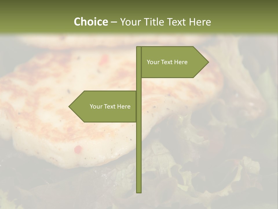 A Plate Of Food With Chicken On Top Of It PowerPoint Template