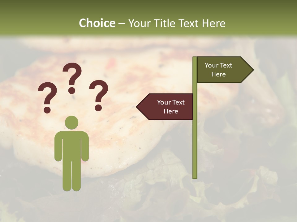 A Plate Of Food With Chicken On Top Of It PowerPoint Template