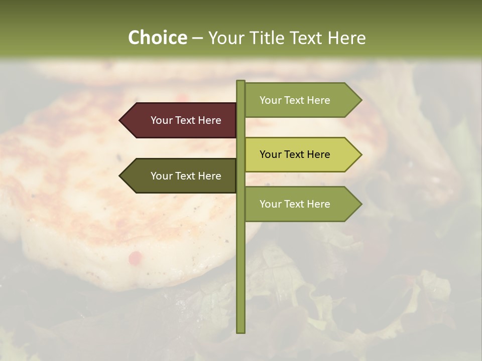 A Plate Of Food With Chicken On Top Of It PowerPoint Template