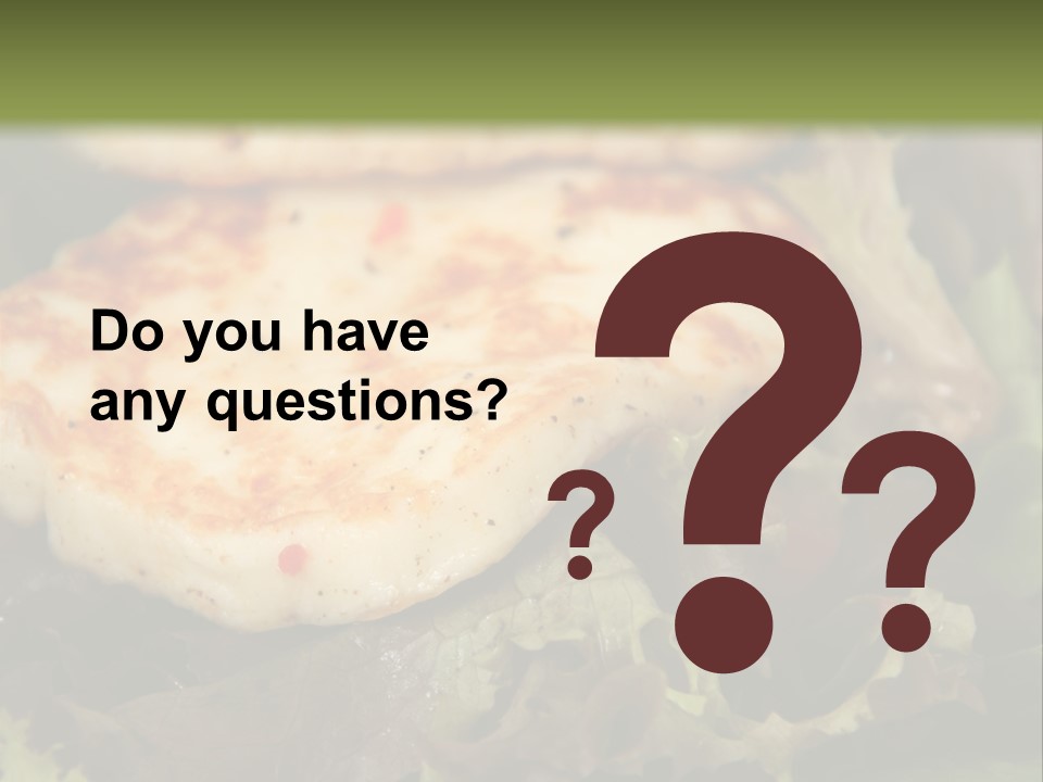 A Plate Of Food With Chicken On Top Of It PowerPoint Template
