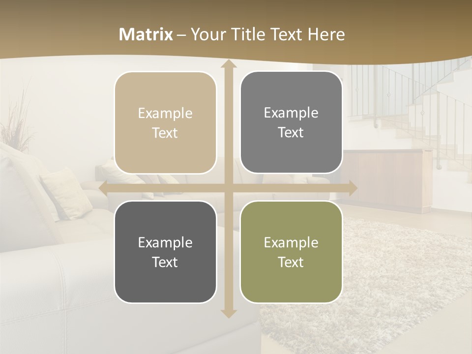 A Living Room With A Couch And A Stair Case PowerPoint Template