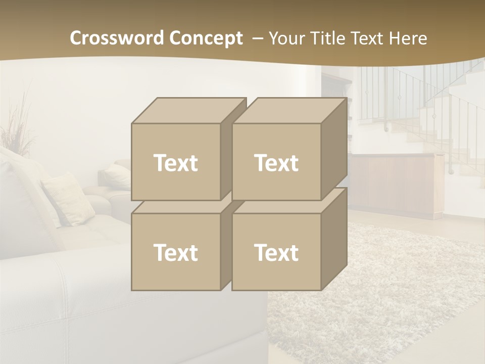 A Living Room With A Couch And A Stair Case PowerPoint Template