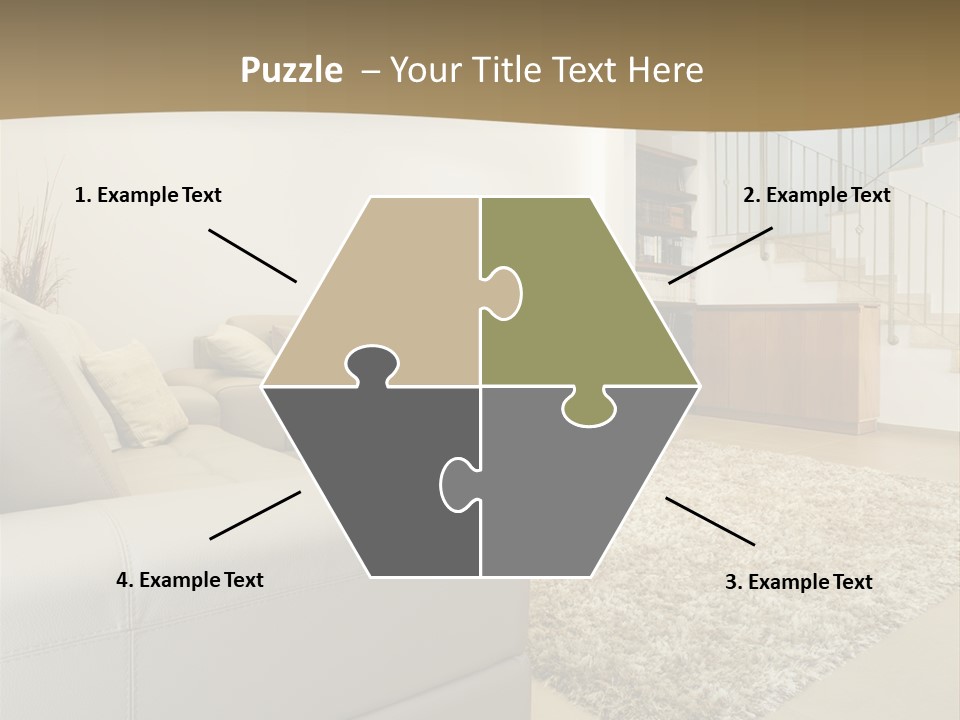A Living Room With A Couch And A Stair Case PowerPoint Template