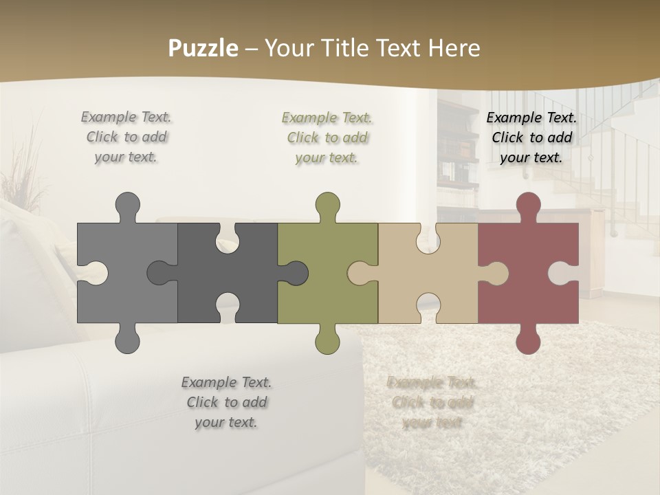 A Living Room With A Couch And A Stair Case PowerPoint Template