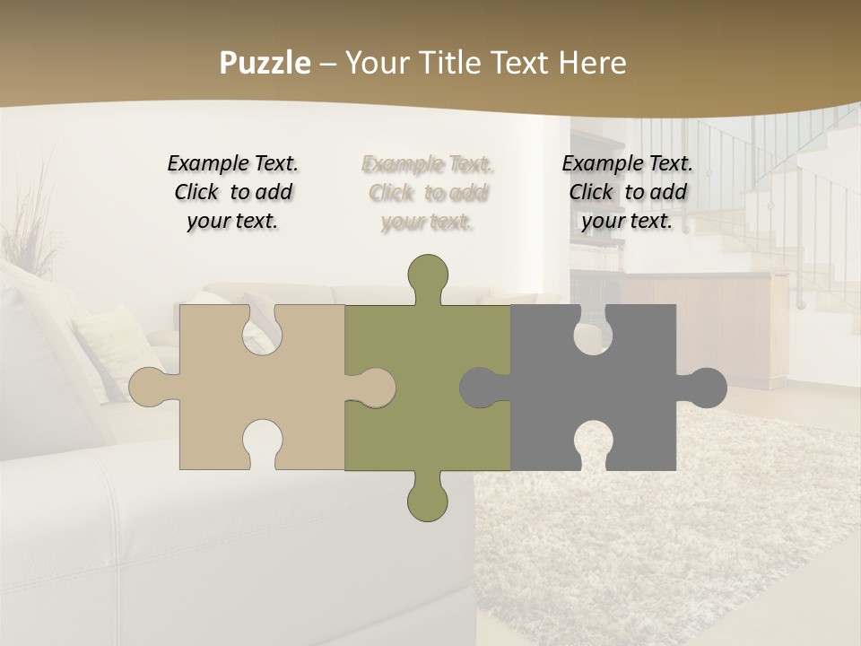 A Living Room With A Couch And A Stair Case PowerPoint Template