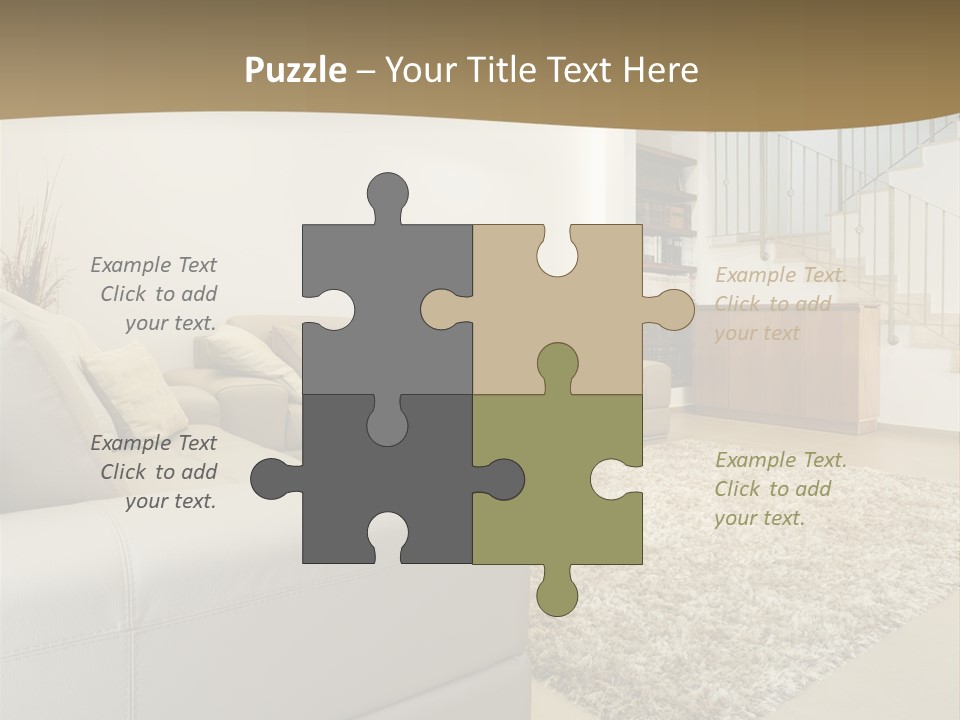 A Living Room With A Couch And A Stair Case PowerPoint Template