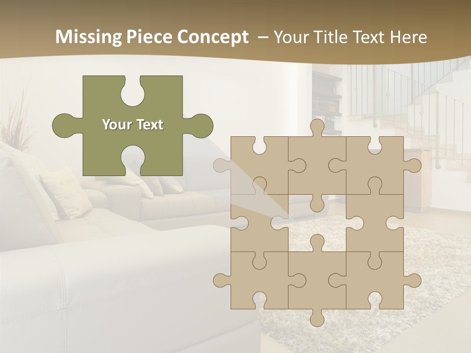 A Living Room With A Couch And A Stair Case PowerPoint Template