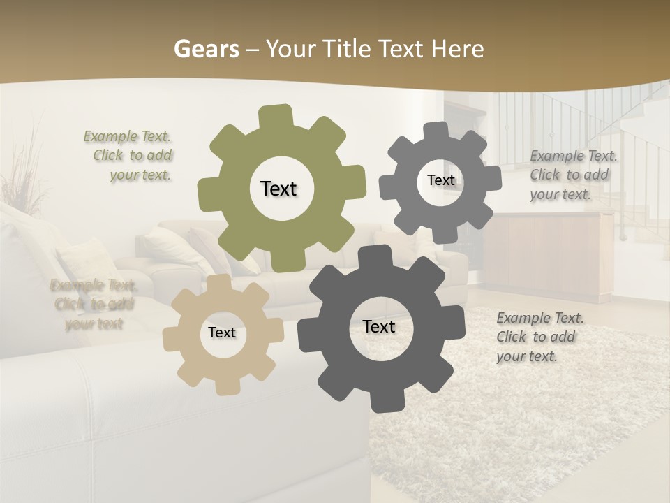 A Living Room With A Couch And A Stair Case PowerPoint Template