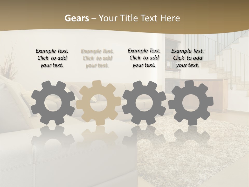 A Living Room With A Couch And A Stair Case PowerPoint Template
