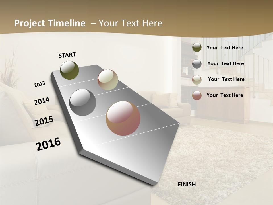 A Living Room With A Couch And A Stair Case PowerPoint Template